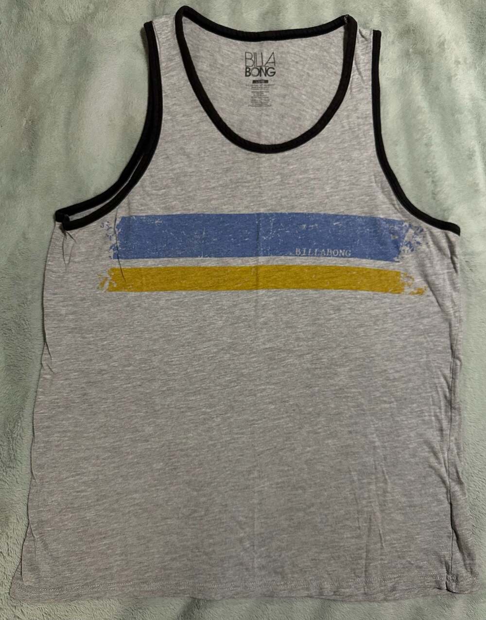 Billabong Men's Graphic Print Striped Tank Top, Heather Grey, Size Large